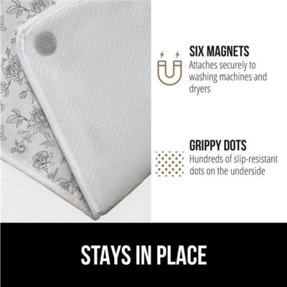 New Portable‎ Ironing Mat, Magnetic Pad, Scorch Resistant, 28x24 Gray Floral
